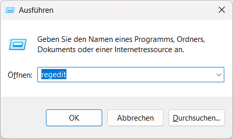 regedit starten
