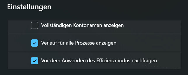 einstellungen effiziensmodus