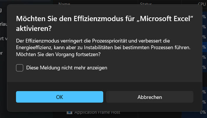 rechtsklick effizienzmodus aktivieren
