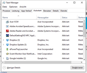 Windows 10 Tipps Systemstart beschleuningen - Autostart aufräumen