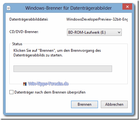 Windows-Brenner für Datenträgerabbilder